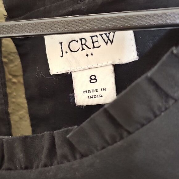 J.crew 8 Black Poplin Cotton Sleeveless Tiered Dress with pockets - Picture 6 of 10